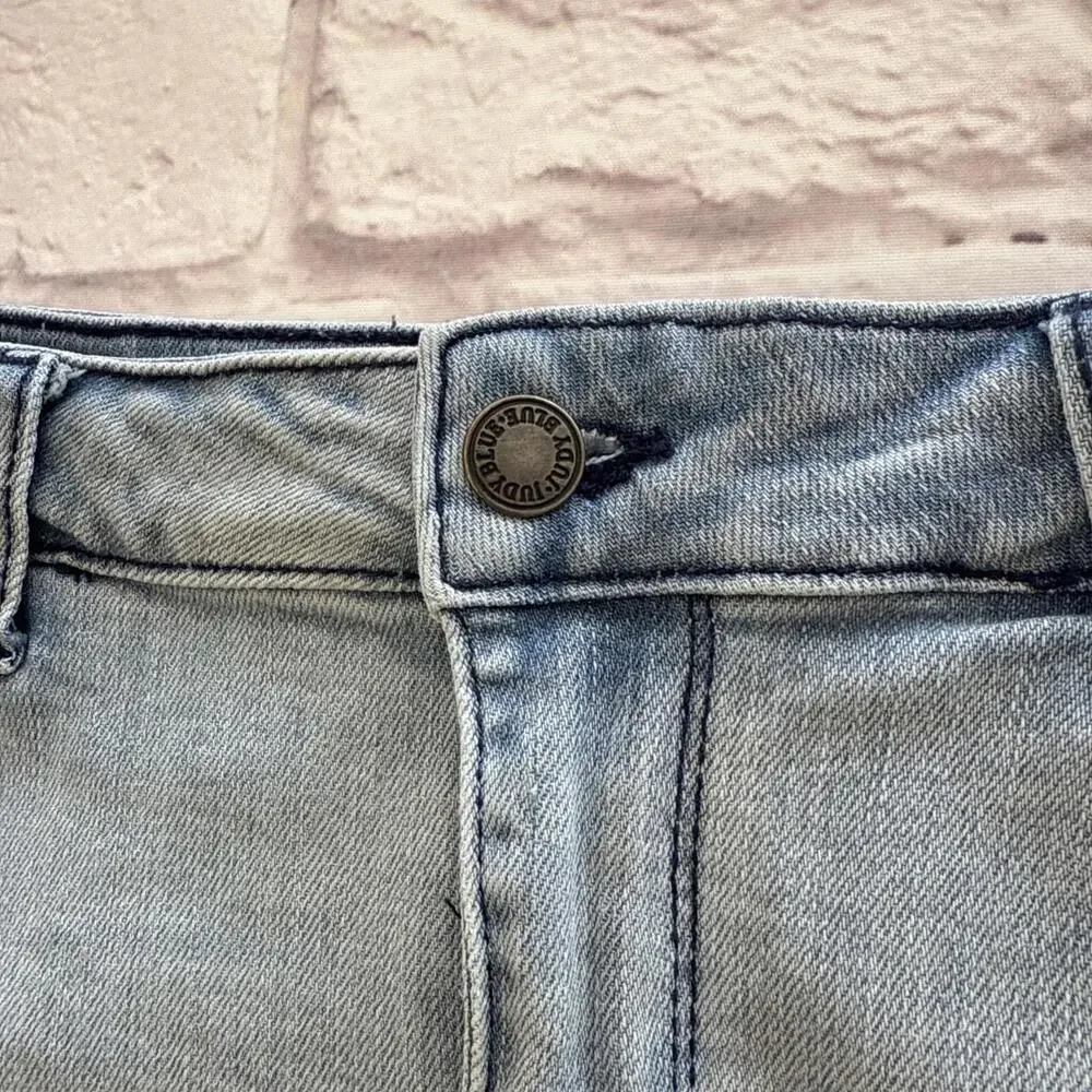 Judy Blue Dip Dye Ombre Denim Jean Boho Cowgirl Festival Frayed Cut Off Shorts L - Picture 4 of 7